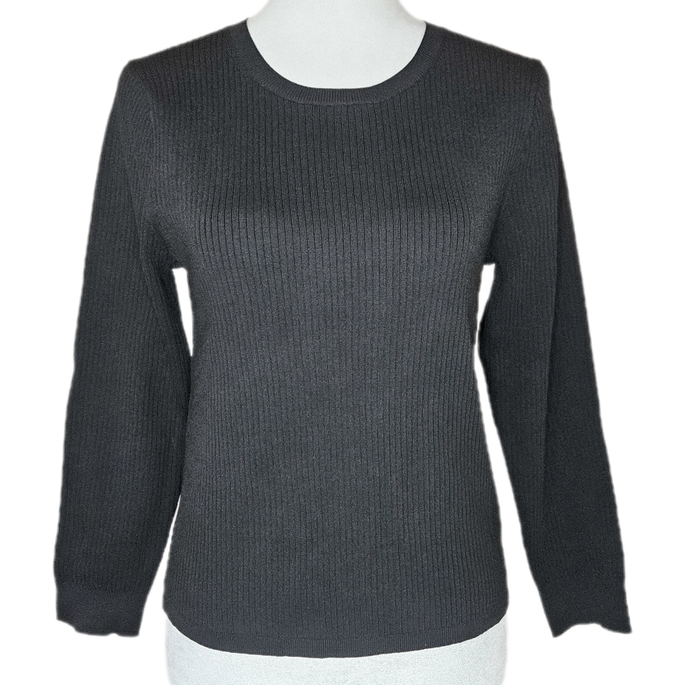 J.Crew‎ Supersculpt Ribbed Sweater T-Shirt Women's Medium 3/4 Sleeve Minimalist